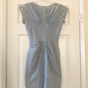Vintage retro light blue midi dress with lace